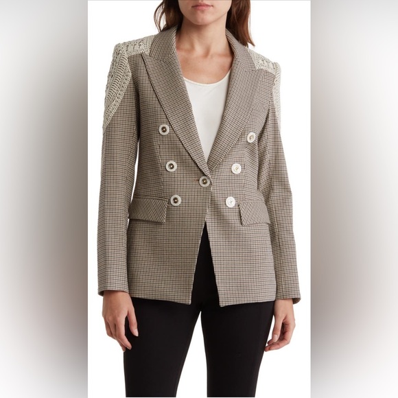 Veronica Beard Faithon Dickey Blazer Jacket Camel Multi - Picture 3 of 15
